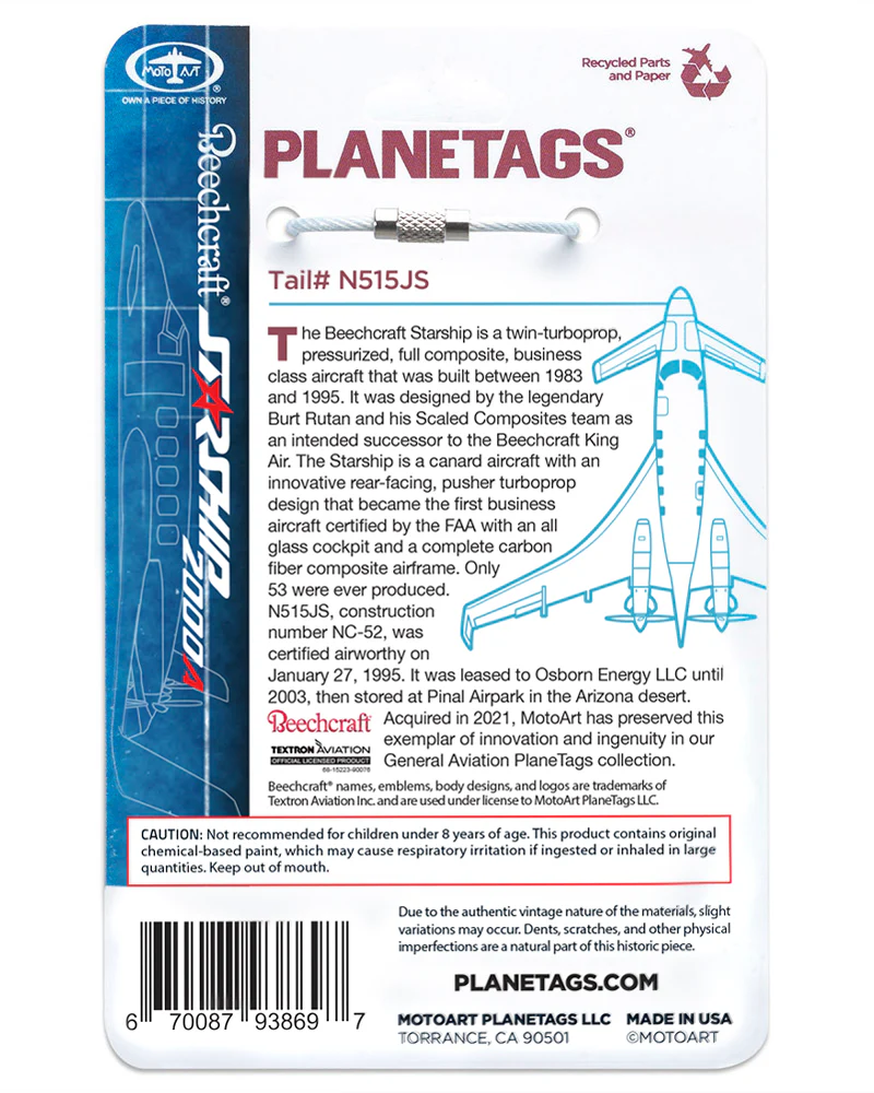 Beechcraft Starship 2000A - PLANETAGS TAIL #N515JS - Image 3