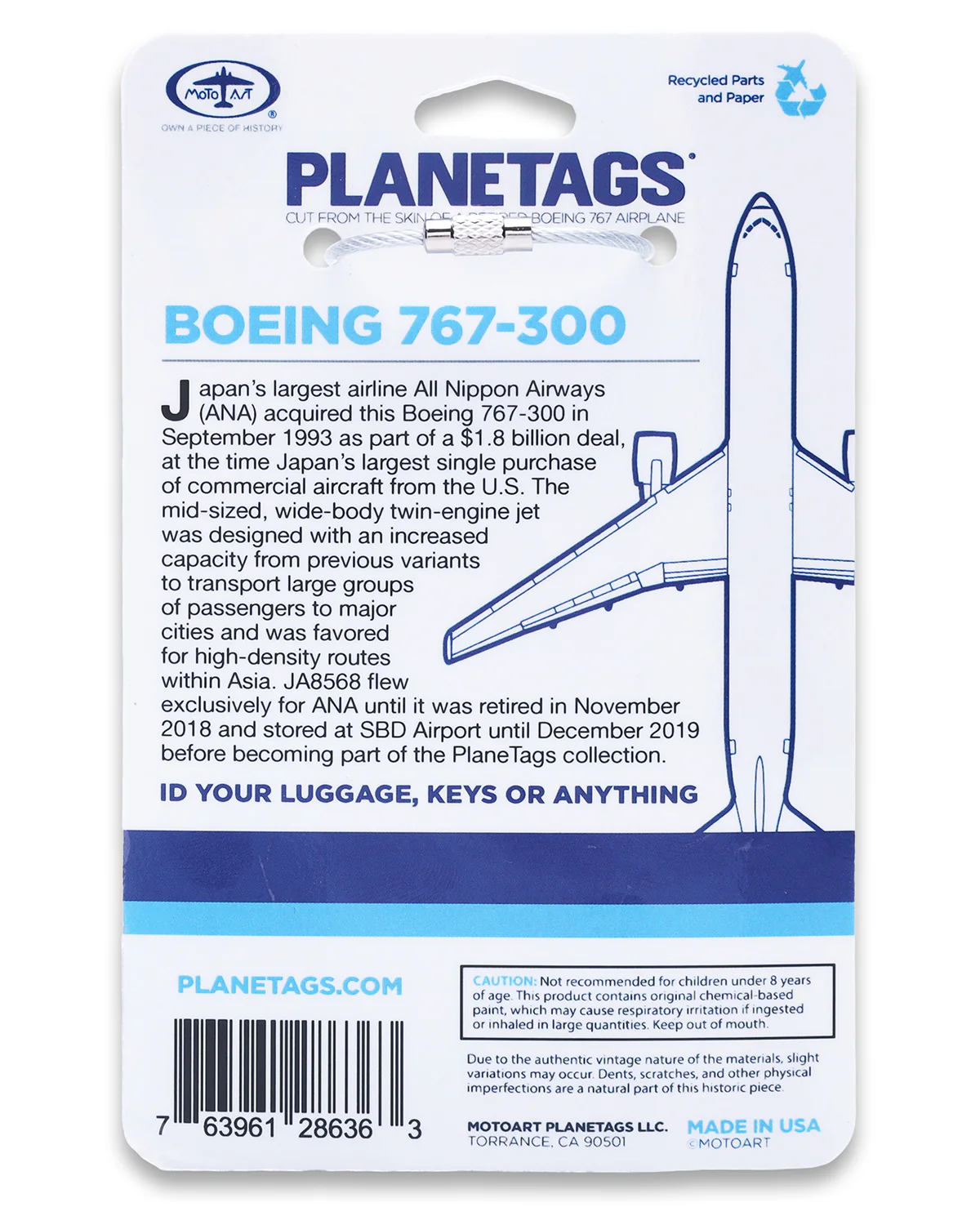 Custom Boeing 767 PlaneTag Tail #JA8568 - Image 4