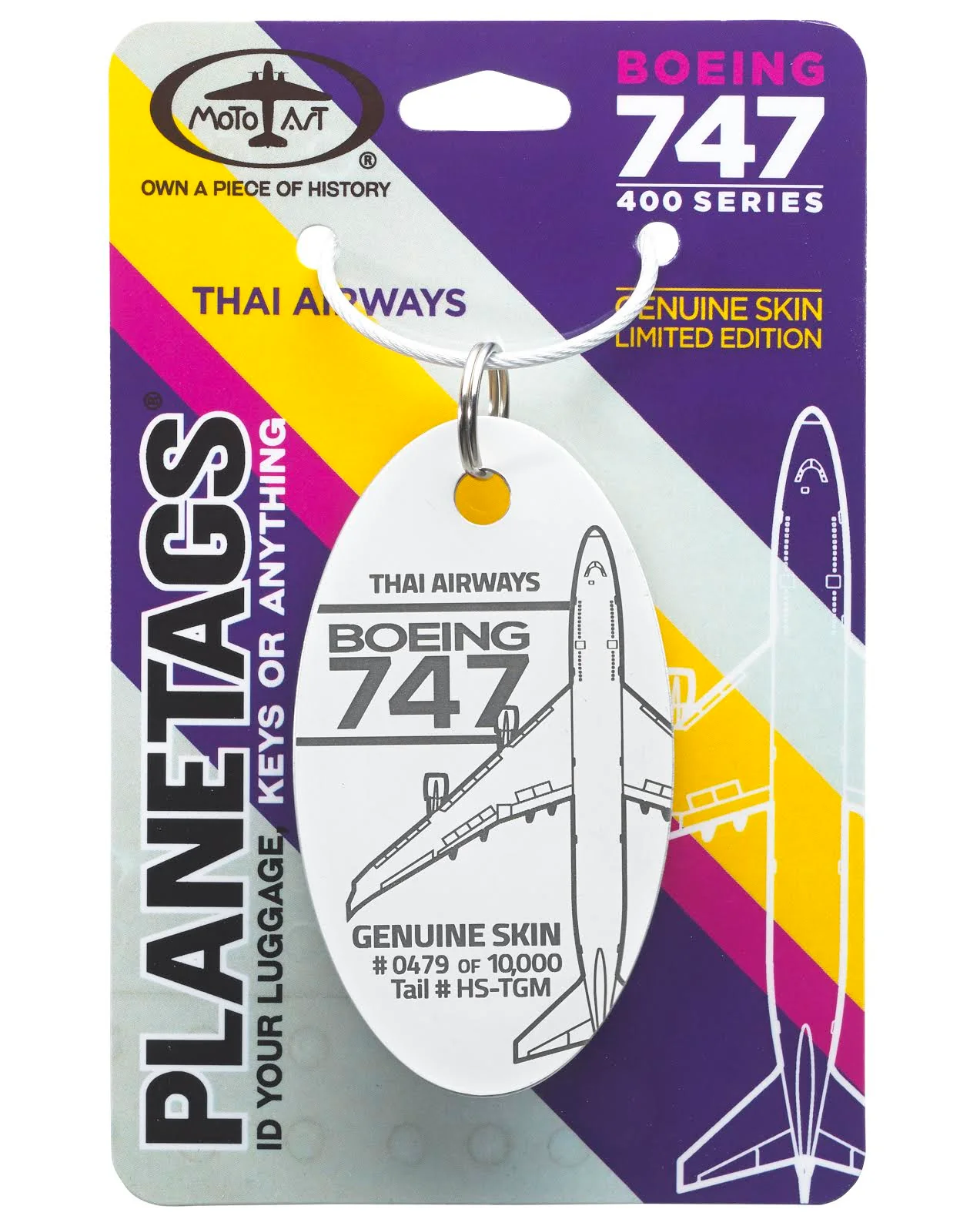 Custom Boeing Thai Airways 747 PlaneTag Tail #HS-TGM - Image 4