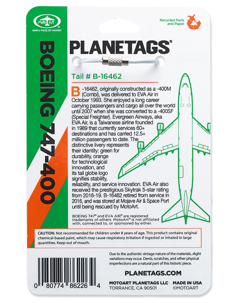 Custom EVA Boeing 747-400 - PLANETAGS TAIL #B-16462 - Image 3